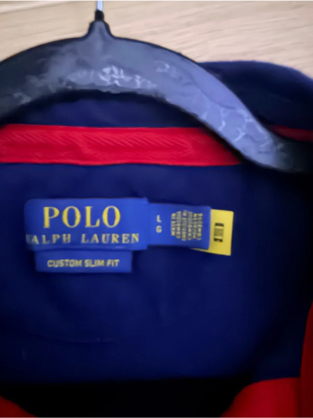 Polo by Ralph Lauren Navy Jacket with Red Trim and Yellow Tag